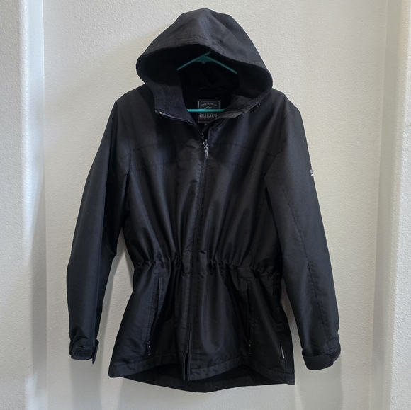 PacificTrail black hooded jacket with fleece lining women's size medium. - Picture 1 of 8